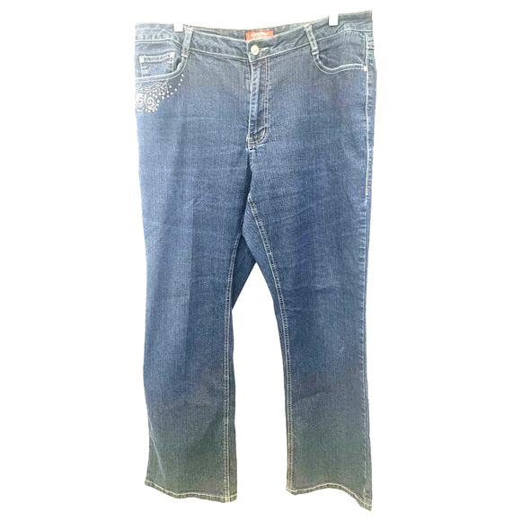 COS Jeans Rhinestone 16W Blue Womens High Rise Embellished Flap Pocket Flare - Picture 2 of 11